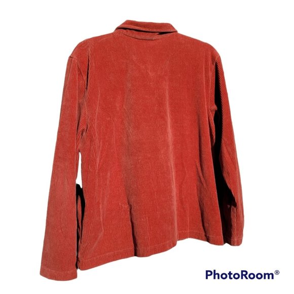 Land's End Corduroy Zip Up Jacket Orange - Picture 5 of 6
